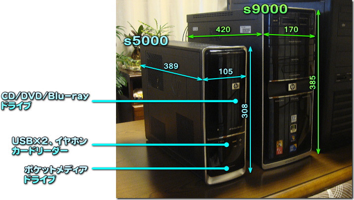 HP Pavilion Desktop PC s5350jp 大きさ比較
